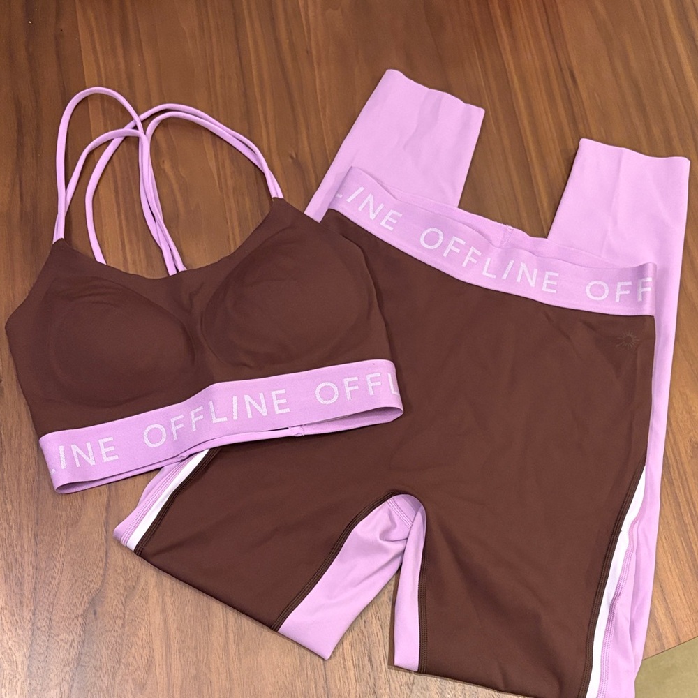 Offline by Aerie Goals Logo Waistband Matching Workout Set